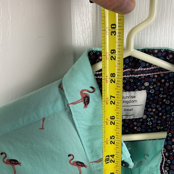 Pre-owned Sunrise Kingdom Men’s Flamingo Short-Sleeve, Button Down Shirt, Size S - Picture 9 of 9